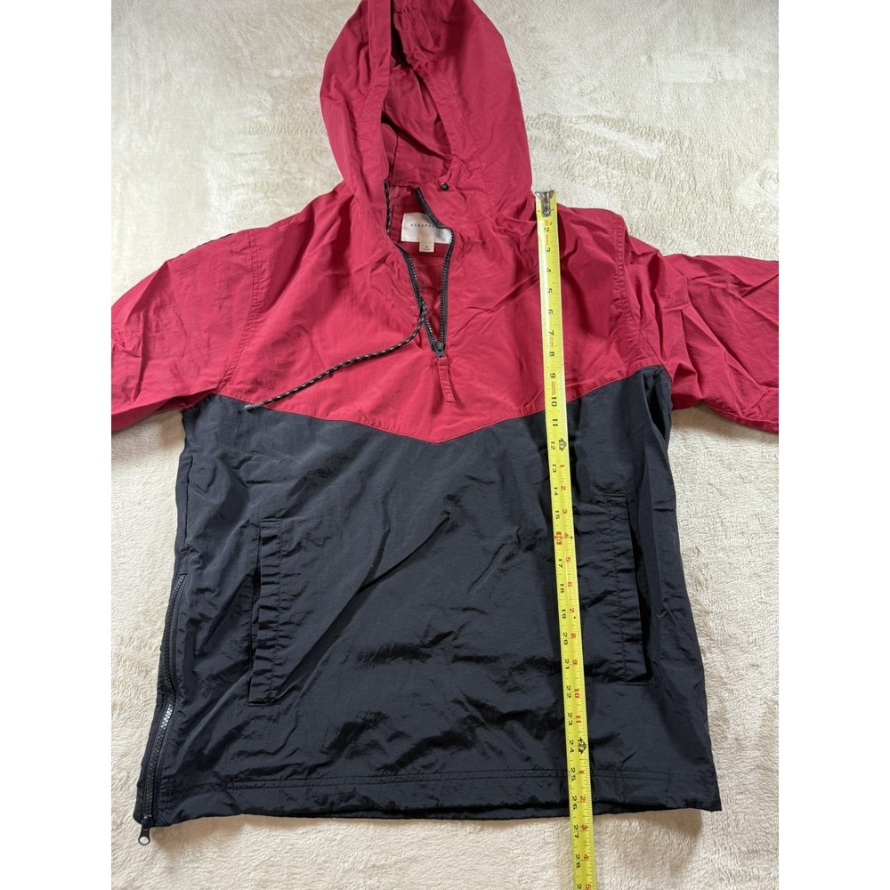 Aeropostale Mens  Colorblock Nylon Windbreaker 1/4 Zip‎ Hoodie Jacket red/ Black - Picture 2 of 14